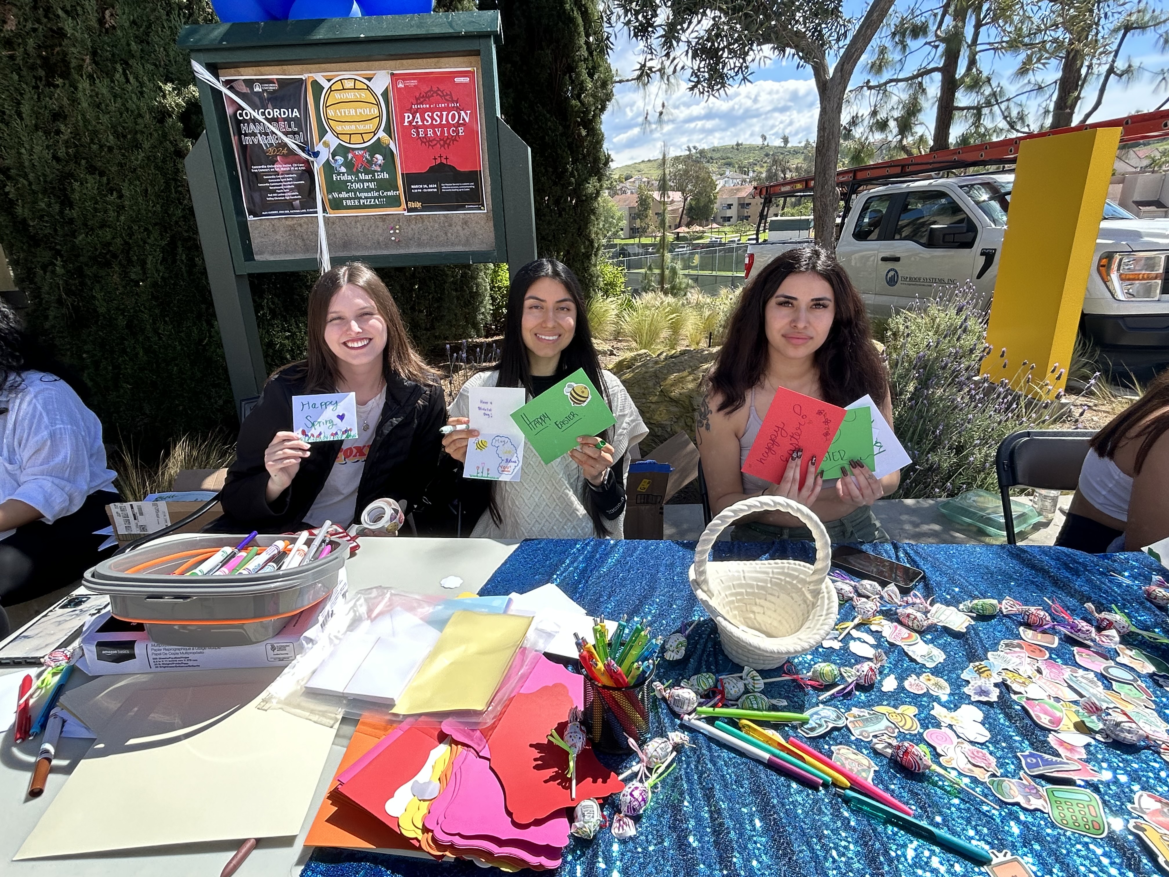 Concordia students writing Easter letters